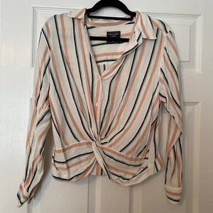 Abercrombie Striped Blouse Tie Front